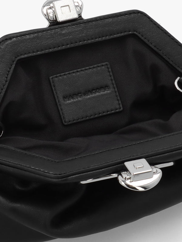 The Glam Small Black Leather Clutch Bag
