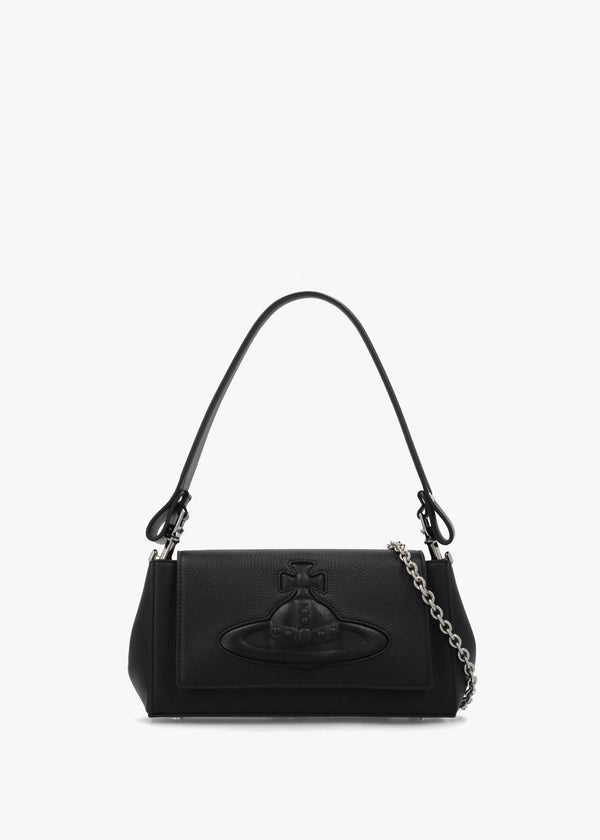 Hazel Medium Black Embossed Shoulder Bag