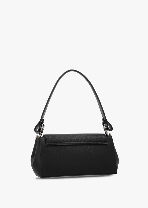 Hazel Medium Black Embossed Shoulder Bag