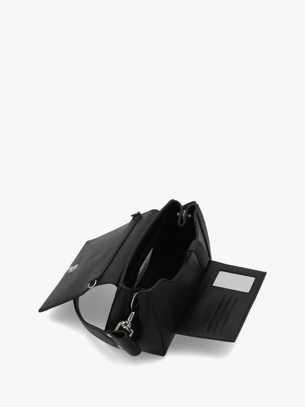 Hazel Medium Black Embossed Shoulder Bag