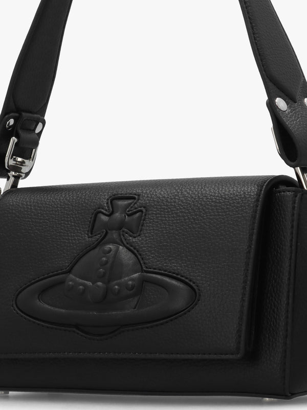 Hazel Medium Black Embossed Shoulder Bag