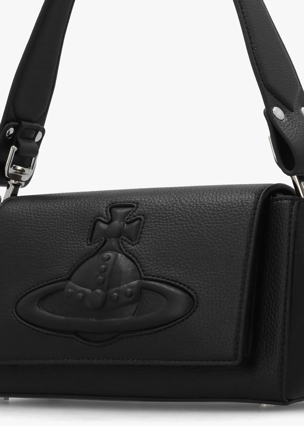 Hazel Medium Black Embossed Shoulder Bag