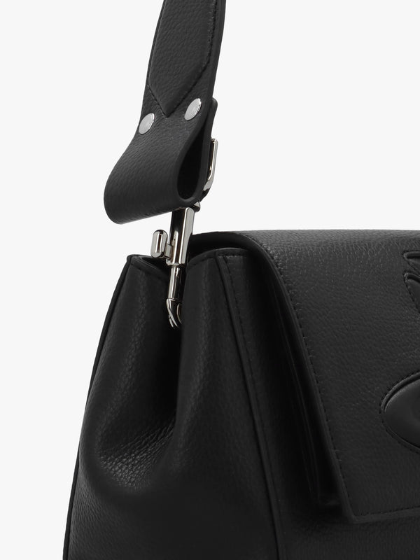 Hazel Medium Black Embossed Shoulder Bag