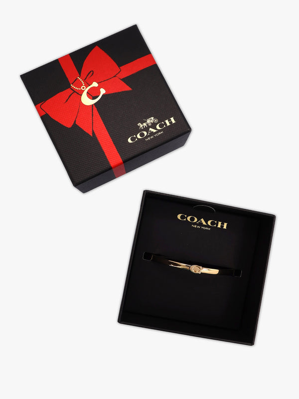 Single C Logo Gold Hinge Bangle