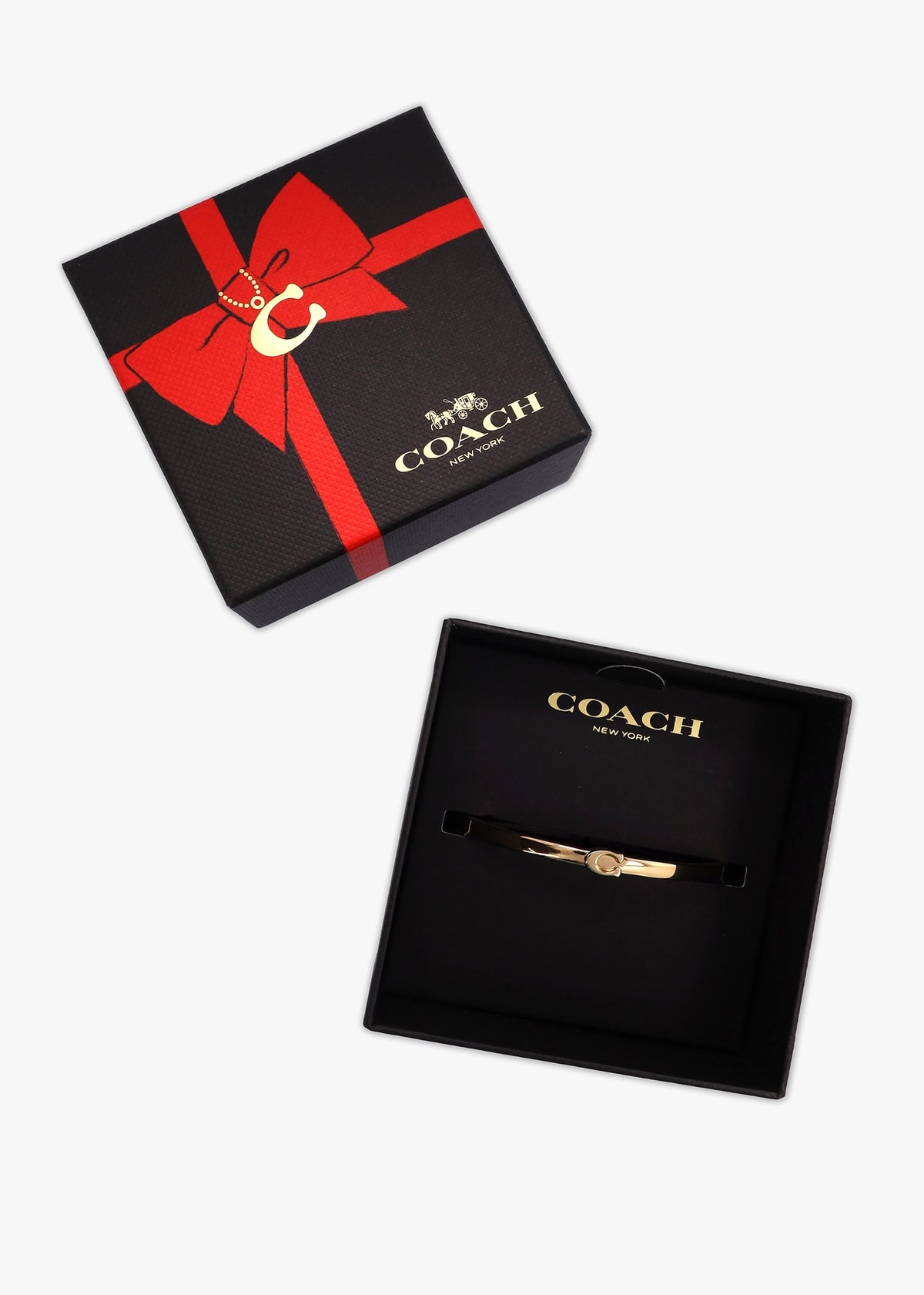 Single C Logo Gold Hinge Bangle