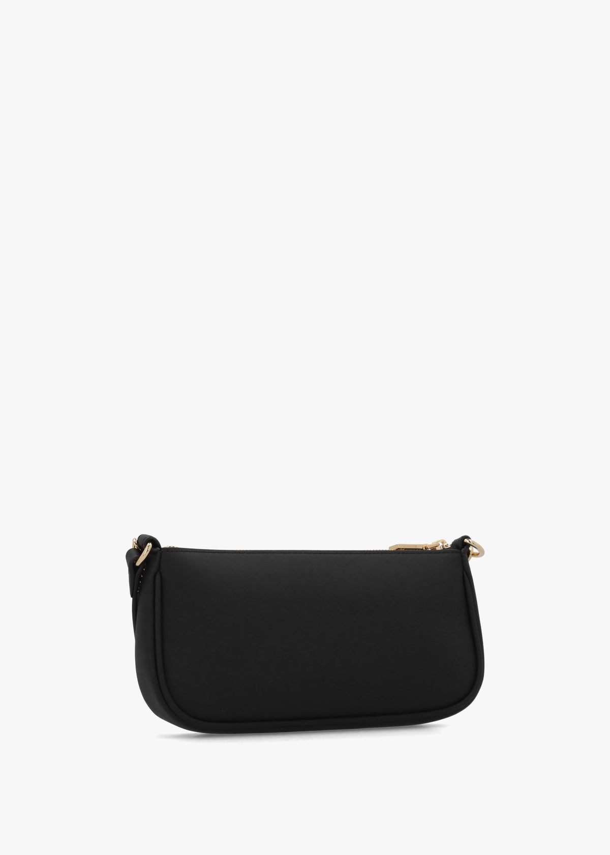 Dangling Logo Chain Nero Leather Shoulder Bag