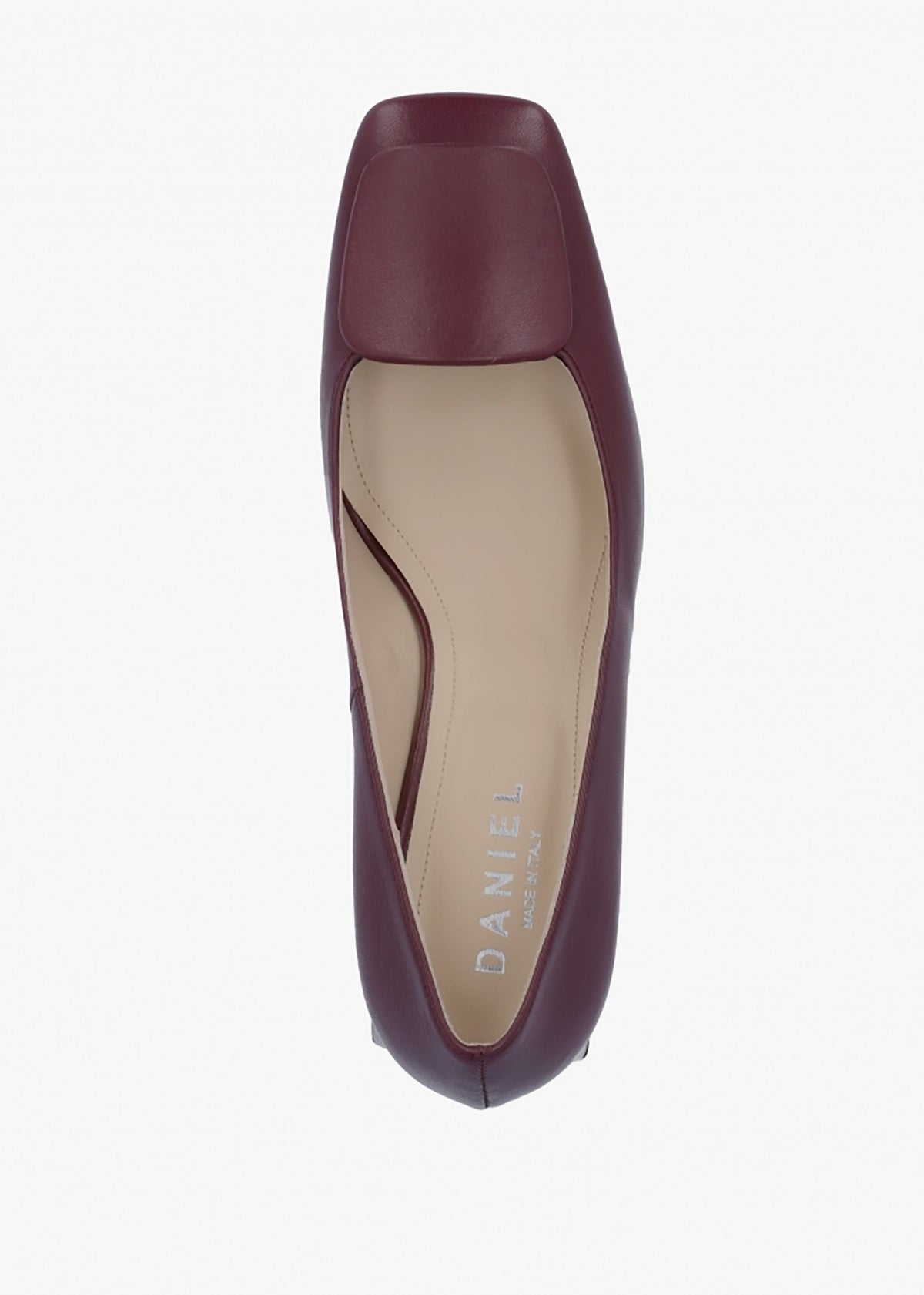 Nessie Burgundy Leather Block Heel Court Shoes