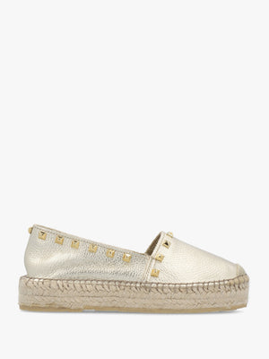 Infinite Gold Leather Studded Espadrilles