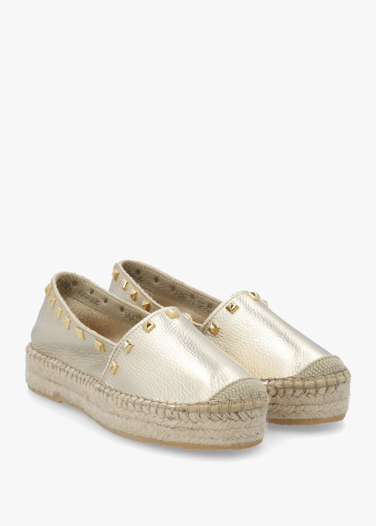 Infinite Gold Leather Studded Espadrilles