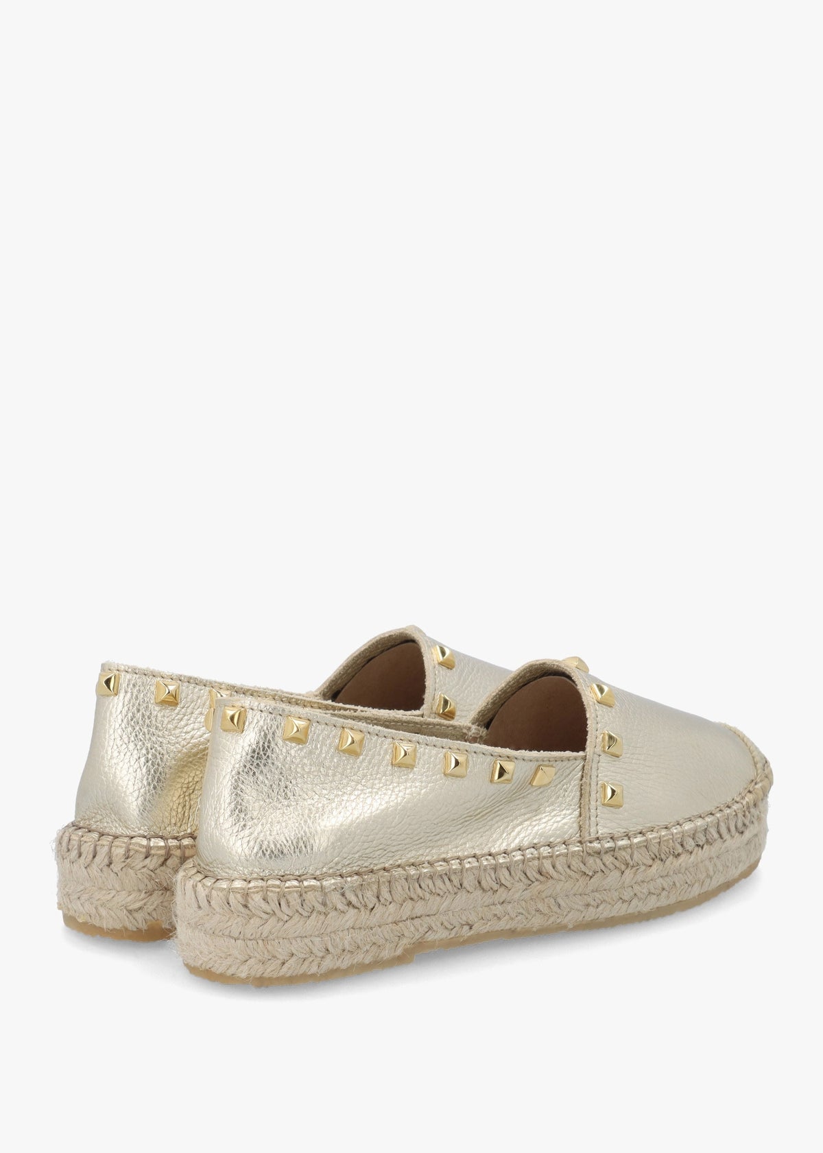 Infinite Gold Leather Studded Espadrilles