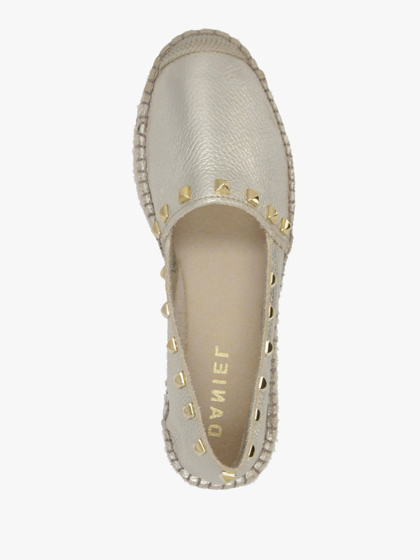 Infinite Gold Leather Studded Espadrilles