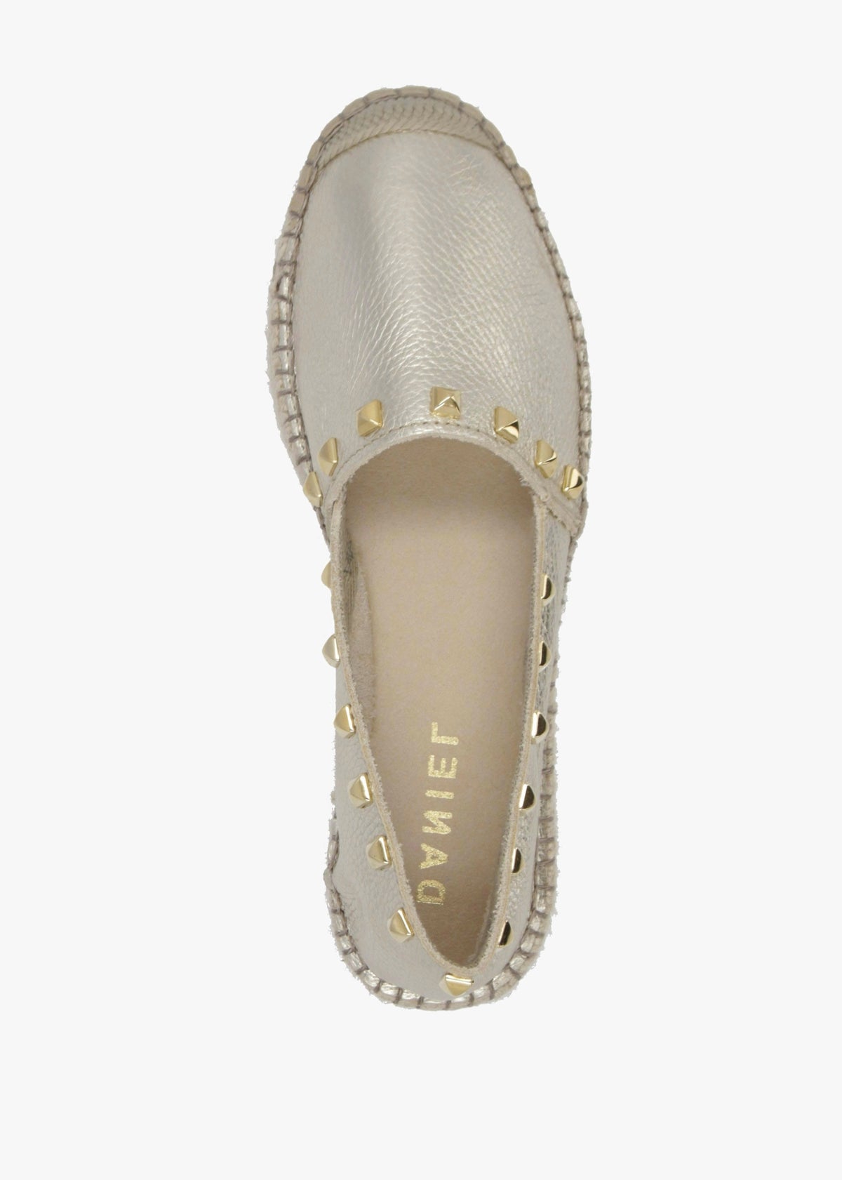 Infinite Gold Leather Studded Espadrilles