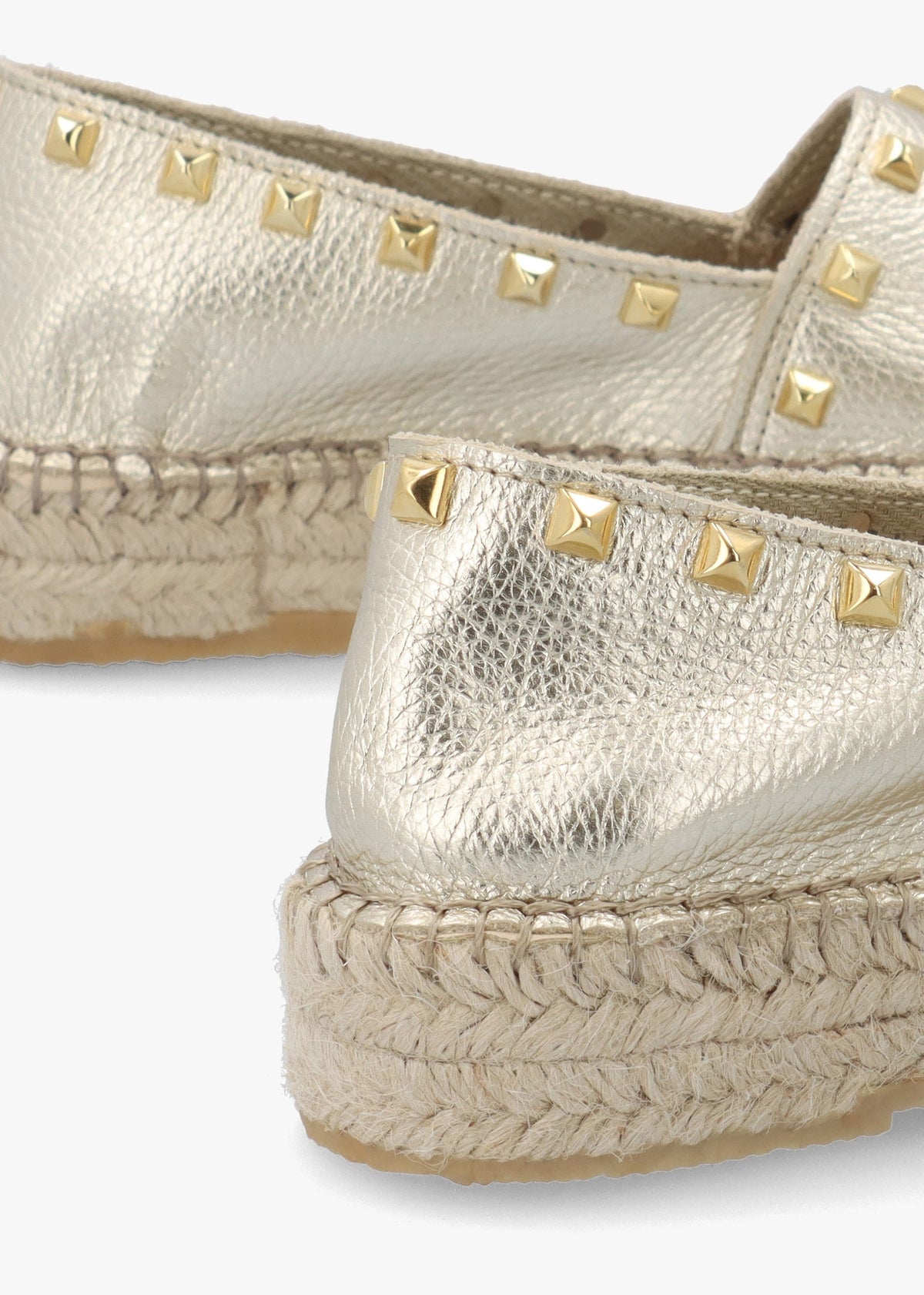 Infinite Gold Leather Studded Espadrilles