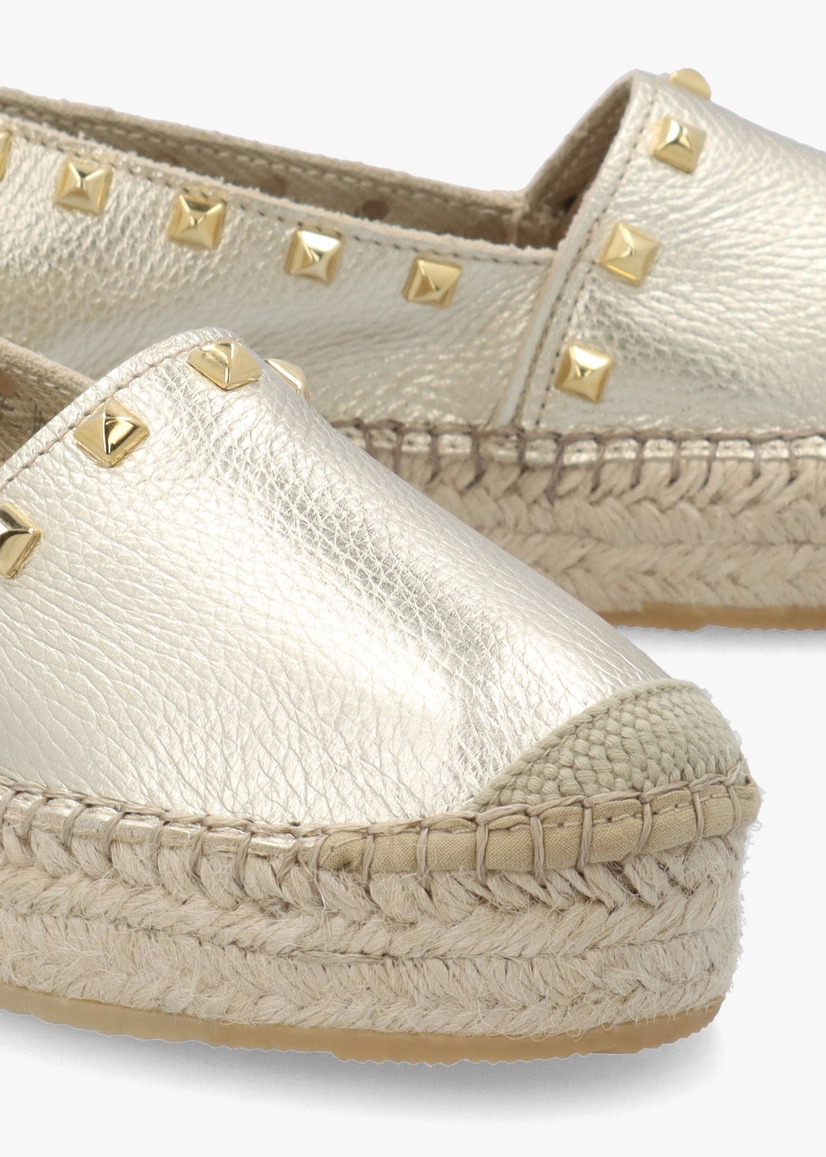 Infinite Gold Leather Studded Espadrilles