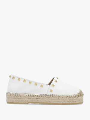 Infinite White Leather Studded Espadrilles