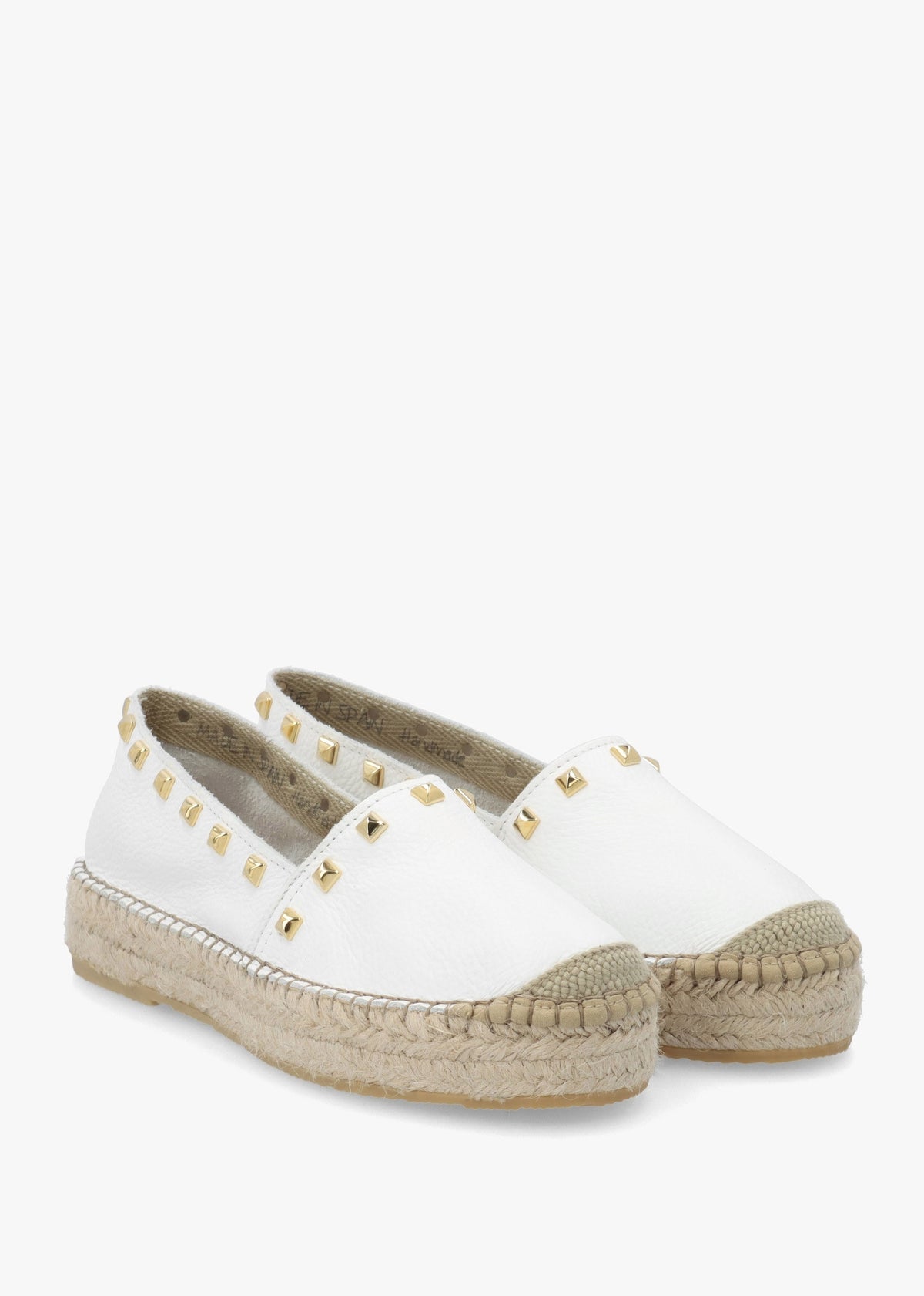 Infinite White Leather Studded Espadrilles