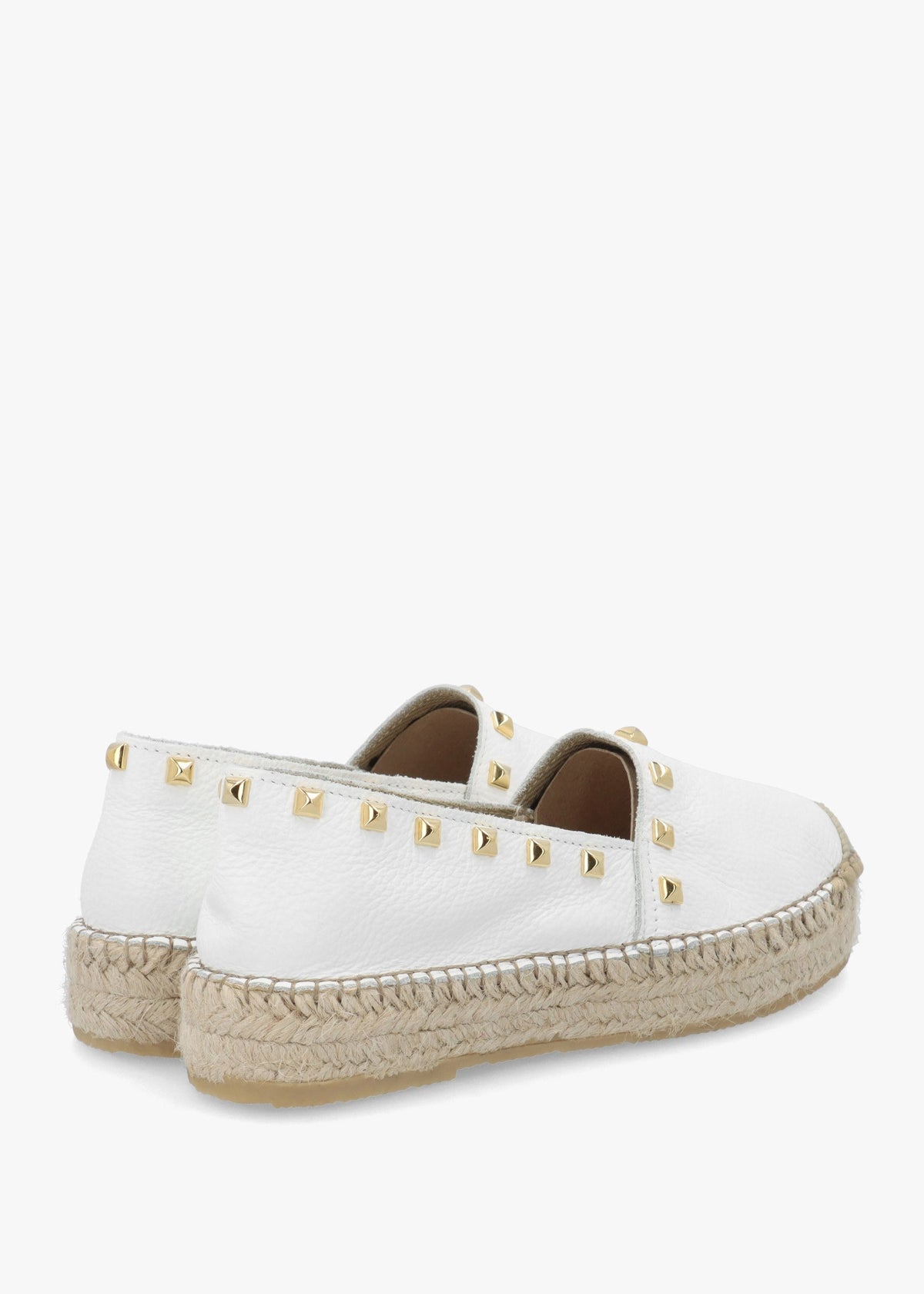 Infinite White Leather Studded Espadrilles