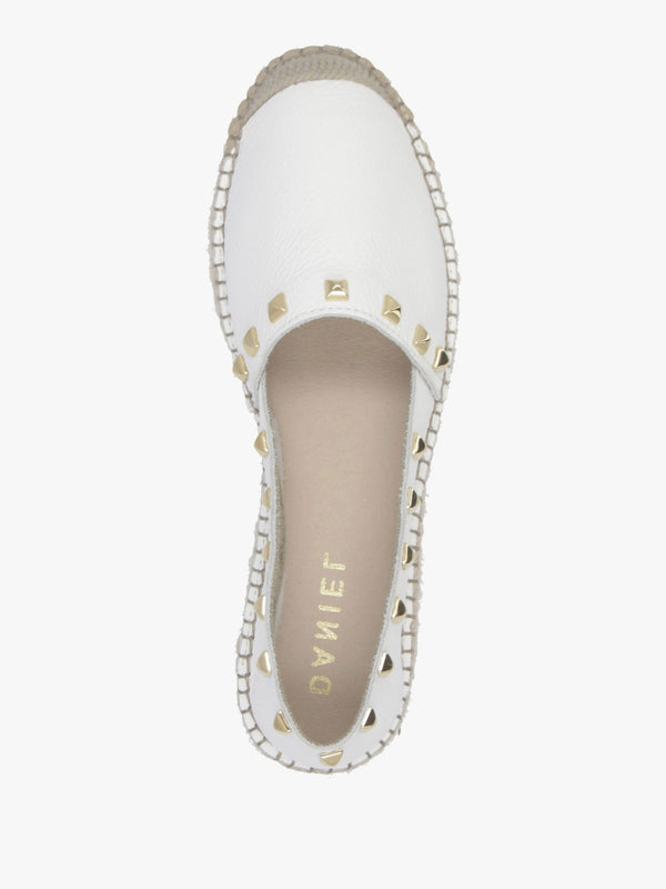 Infinite White Leather Studded Espadrilles
