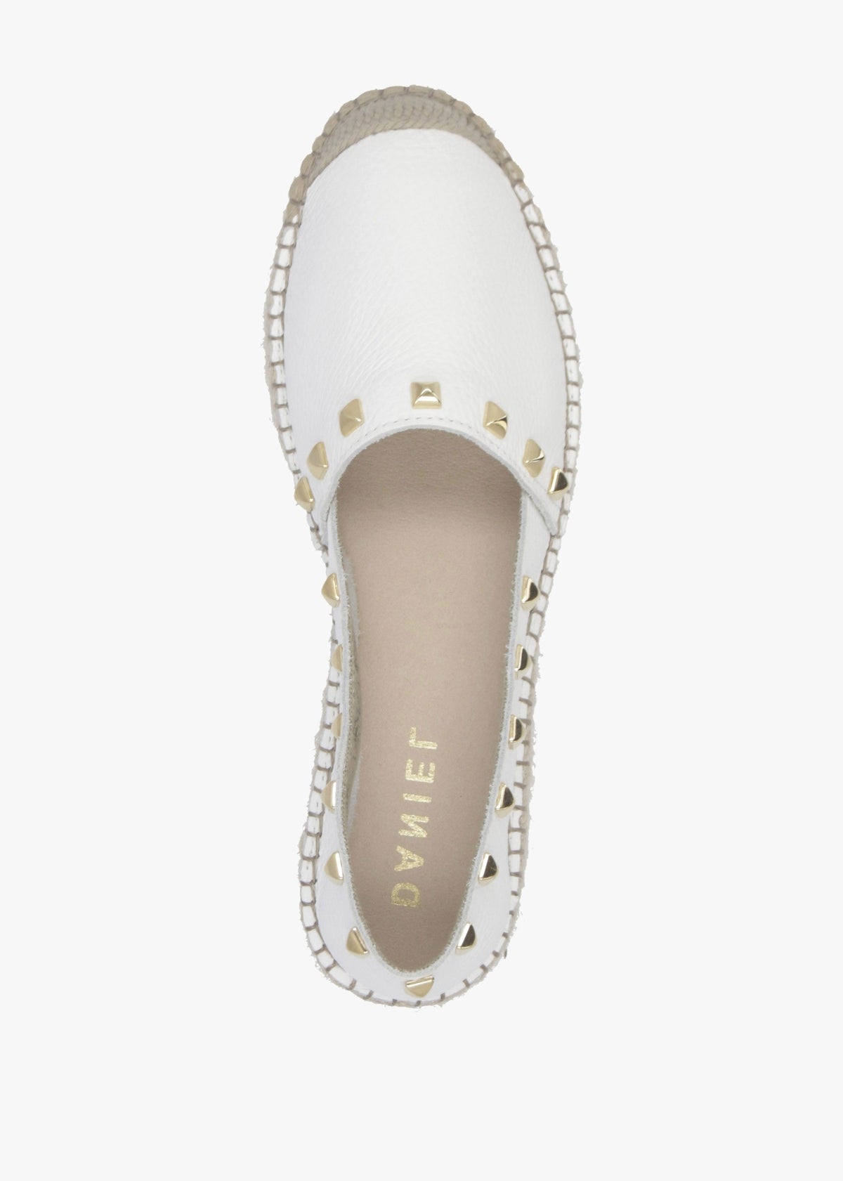 Infinite White Leather Studded Espadrilles