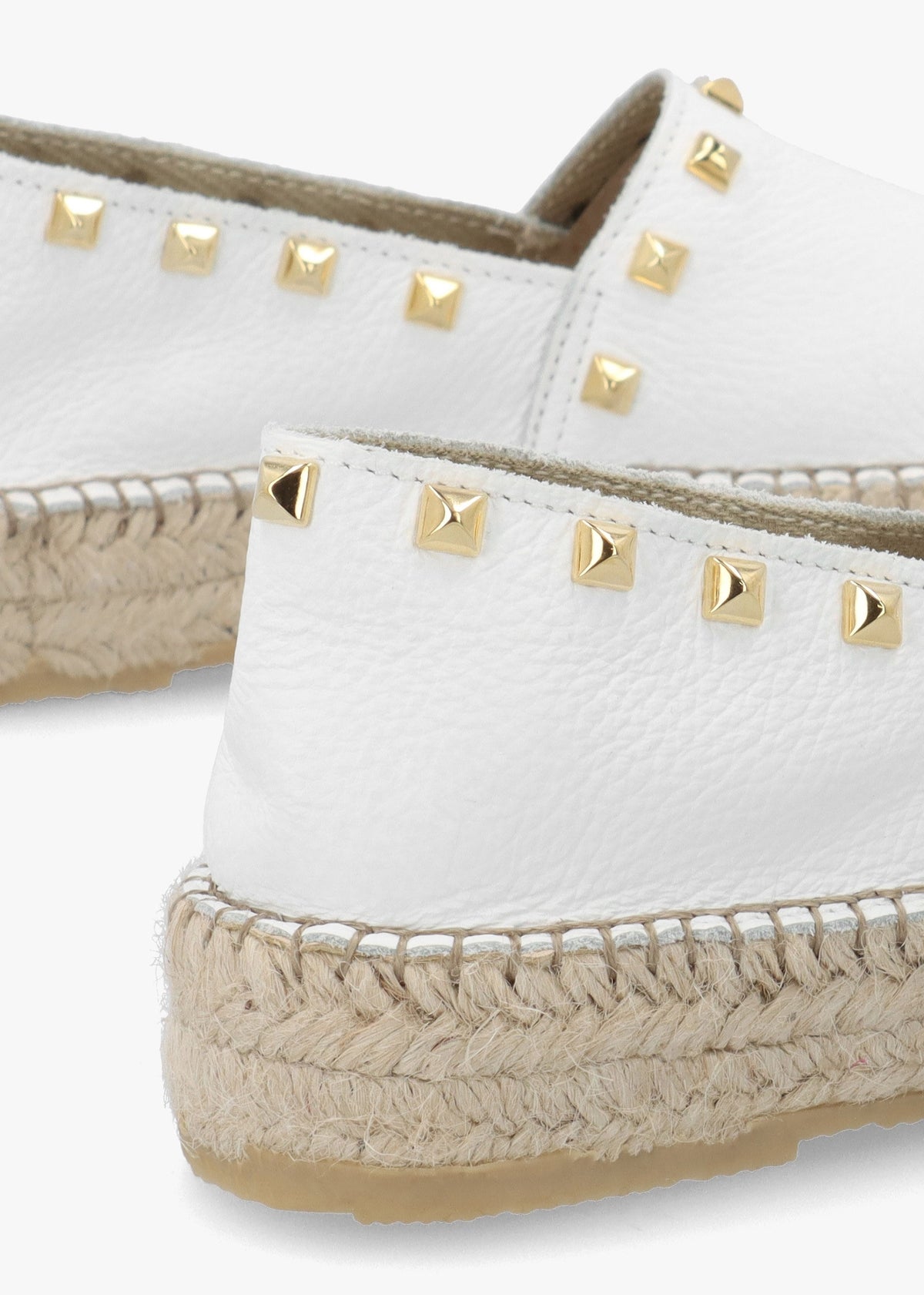 Infinite White Leather Studded Espadrilles