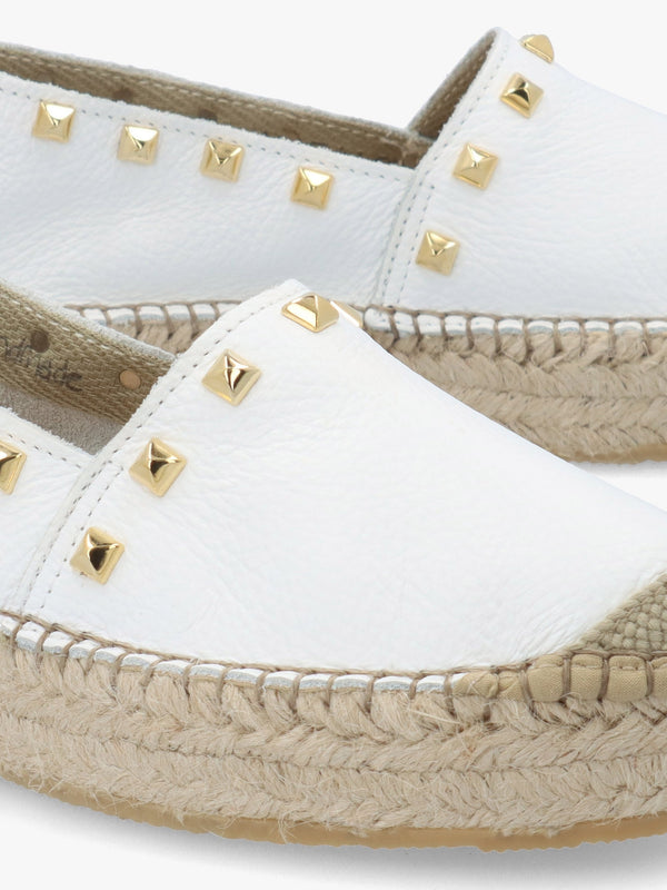 Infinite White Leather Studded Espadrilles