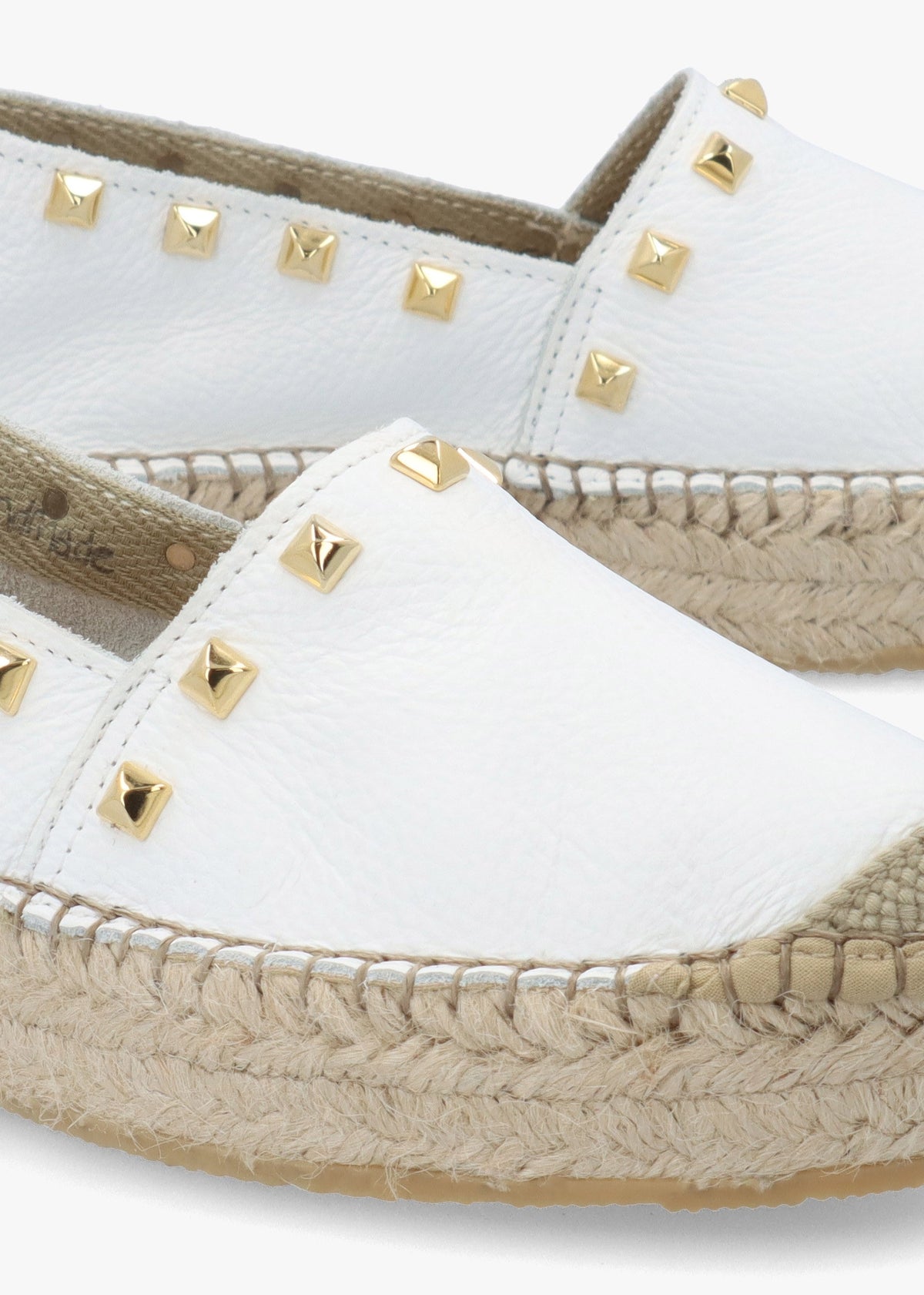 Infinite White Leather Studded Espadrilles