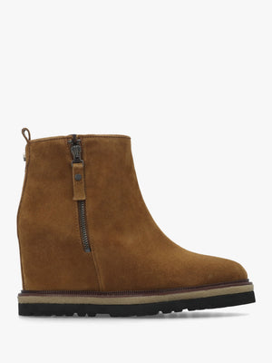 Alwed Tan Suede Wedge Ankle Boots
