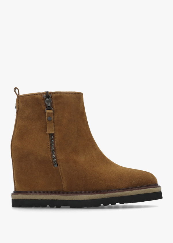 Alwed Tan Suede Wedge Ankle Boots