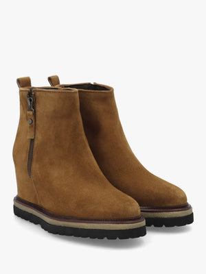 Alwed Tan Suede Wedge Ankle Boots