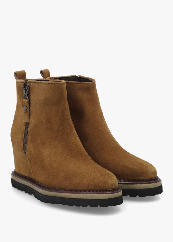 Alwed Tan Suede Wedge Ankle Boots