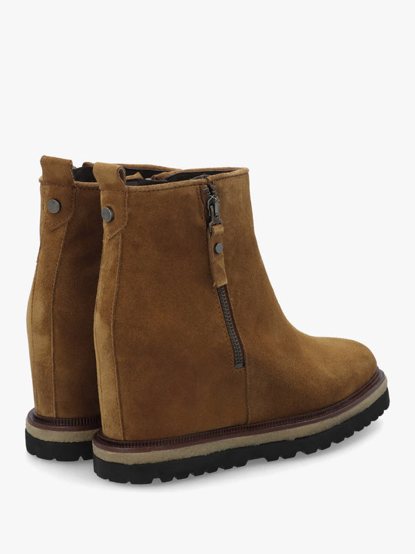 Alwed Tan Suede Wedge Ankle Boots