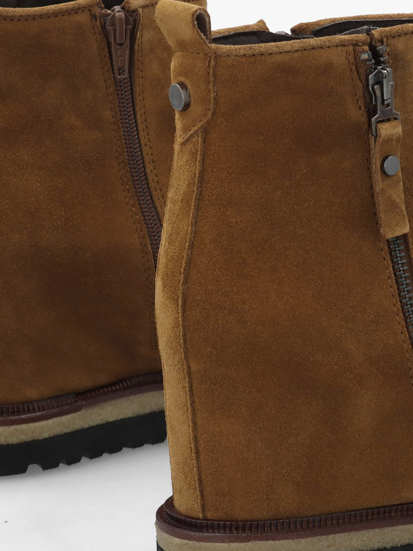 Alwed Tan Suede Wedge Ankle Boots