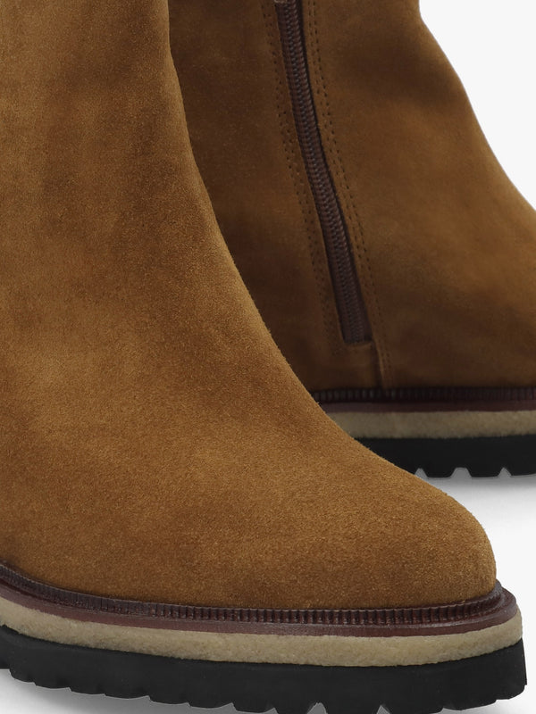 Alwed Tan Suede Wedge Ankle Boots