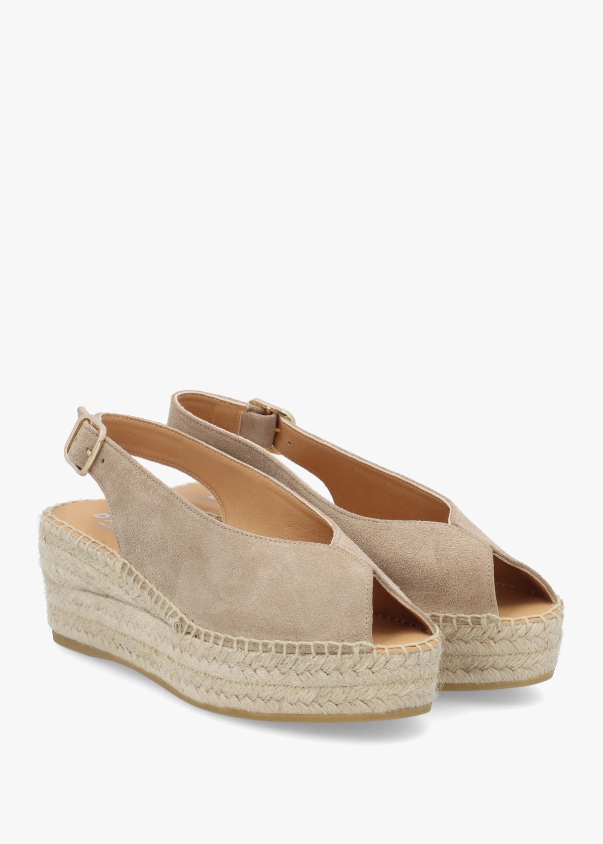 Jeep Beige Suede Peep Toe Wedge Espadrilles