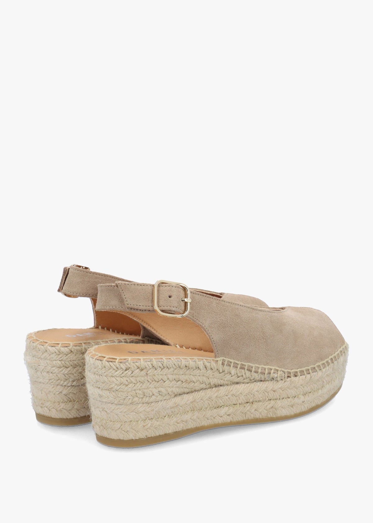 Jeep Beige Suede Peep Toe Wedge Espadrilles
