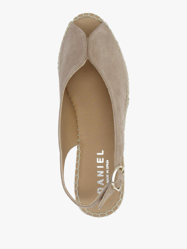 Jeep Beige Suede Peep Toe Wedge Espadrilles