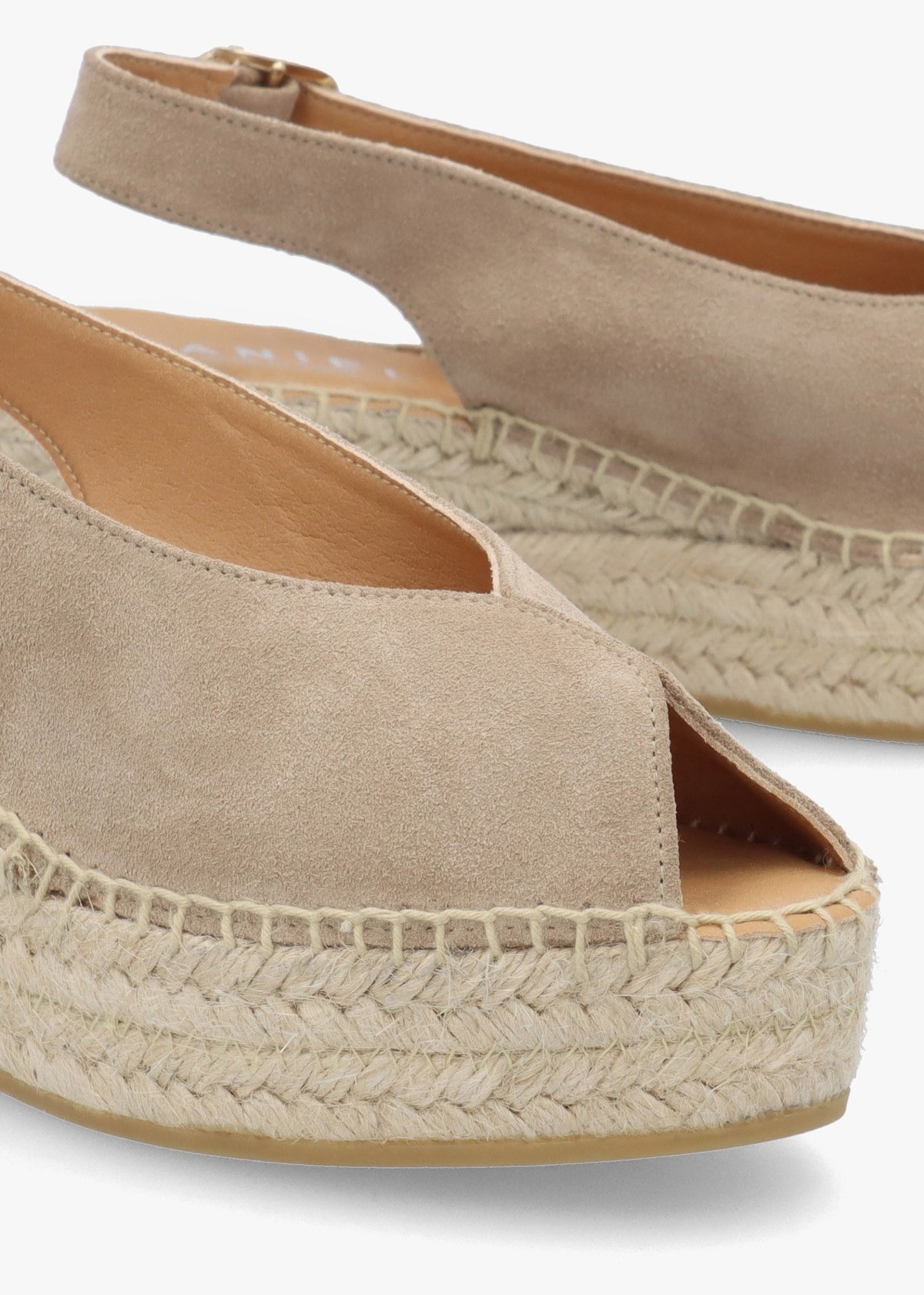 Jeep Beige Suede Peep Toe Wedge Espadrilles