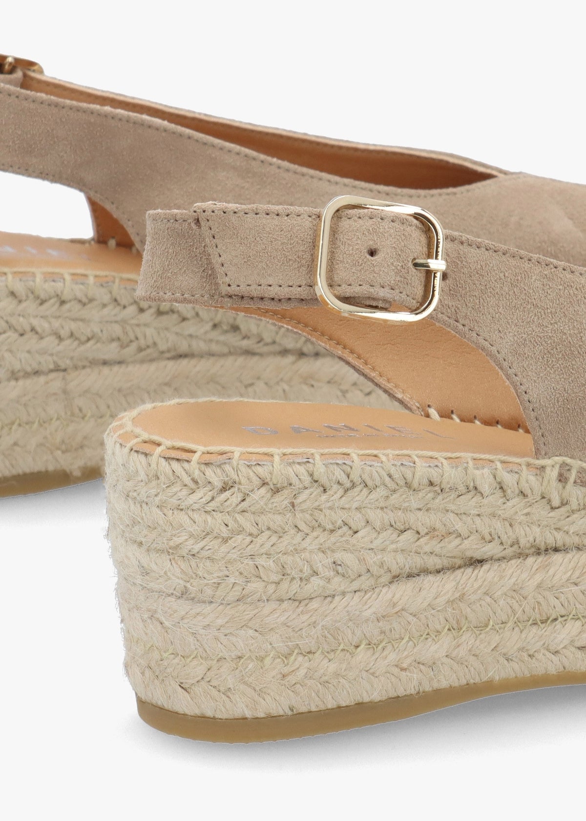 Jeep Beige Suede Peep Toe Wedge Espadrilles