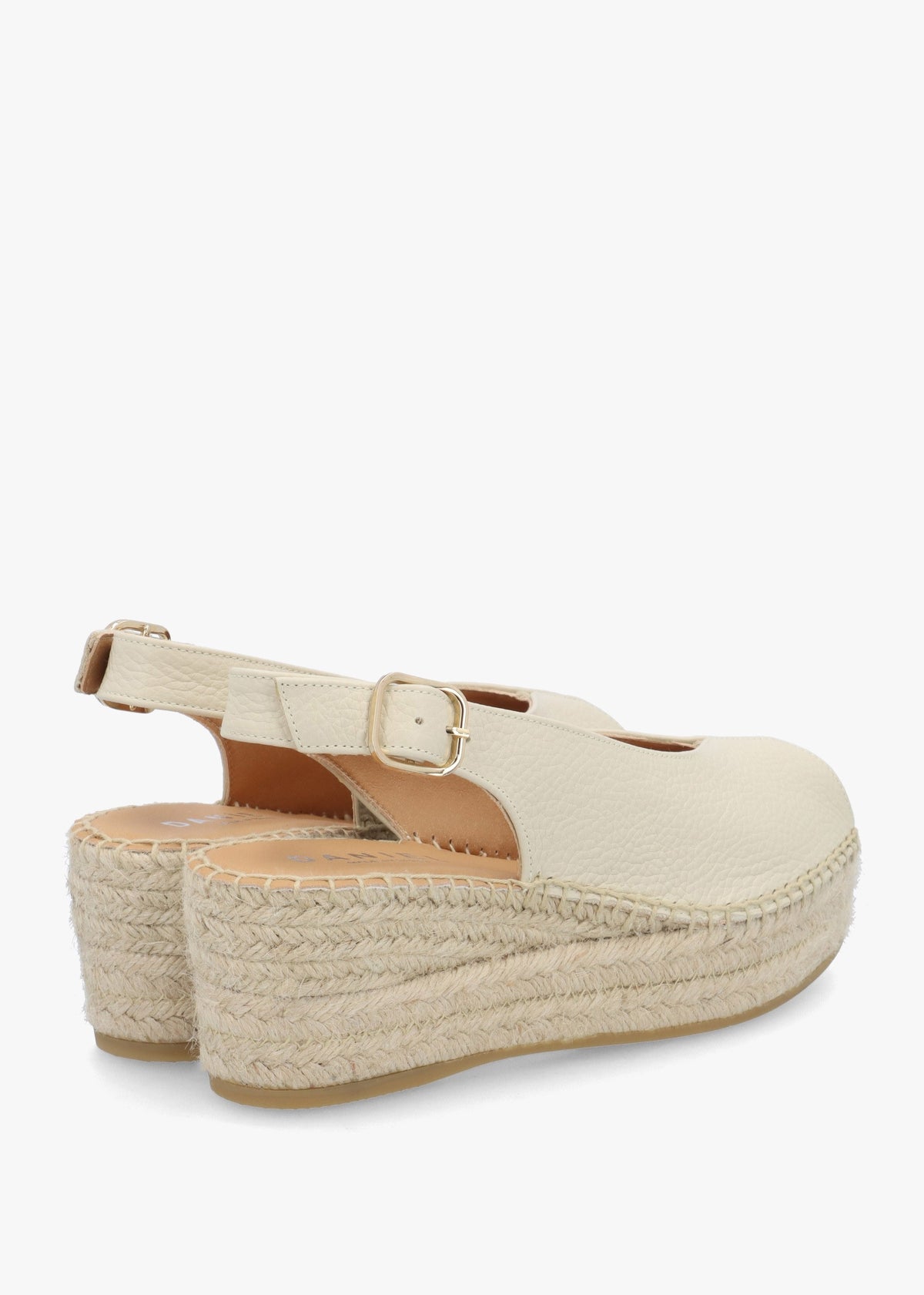 Jeep Cream Leather Peep Toe Wedge Espadrilles
