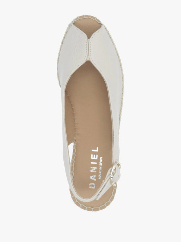 Jeep Cream Leather Peep Toe Wedge Espadrilles