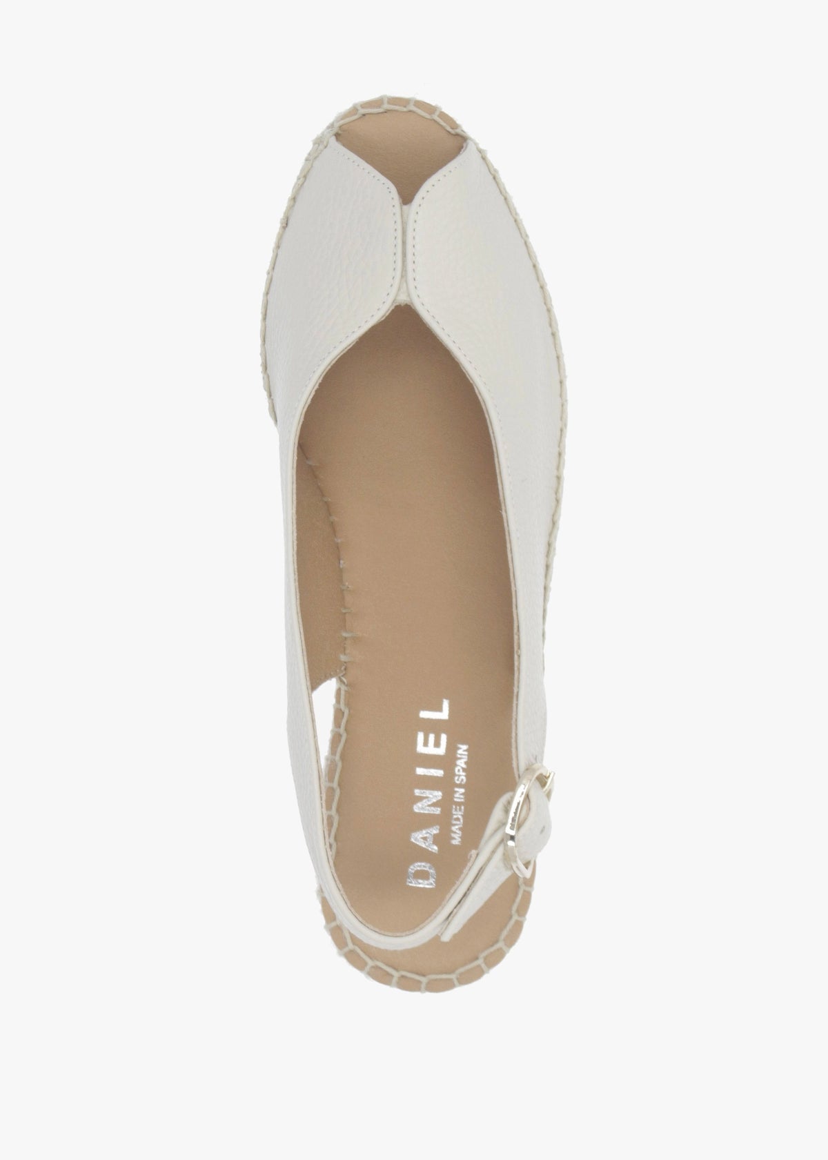 Jeep Cream Leather Peep Toe Wedge Espadrilles