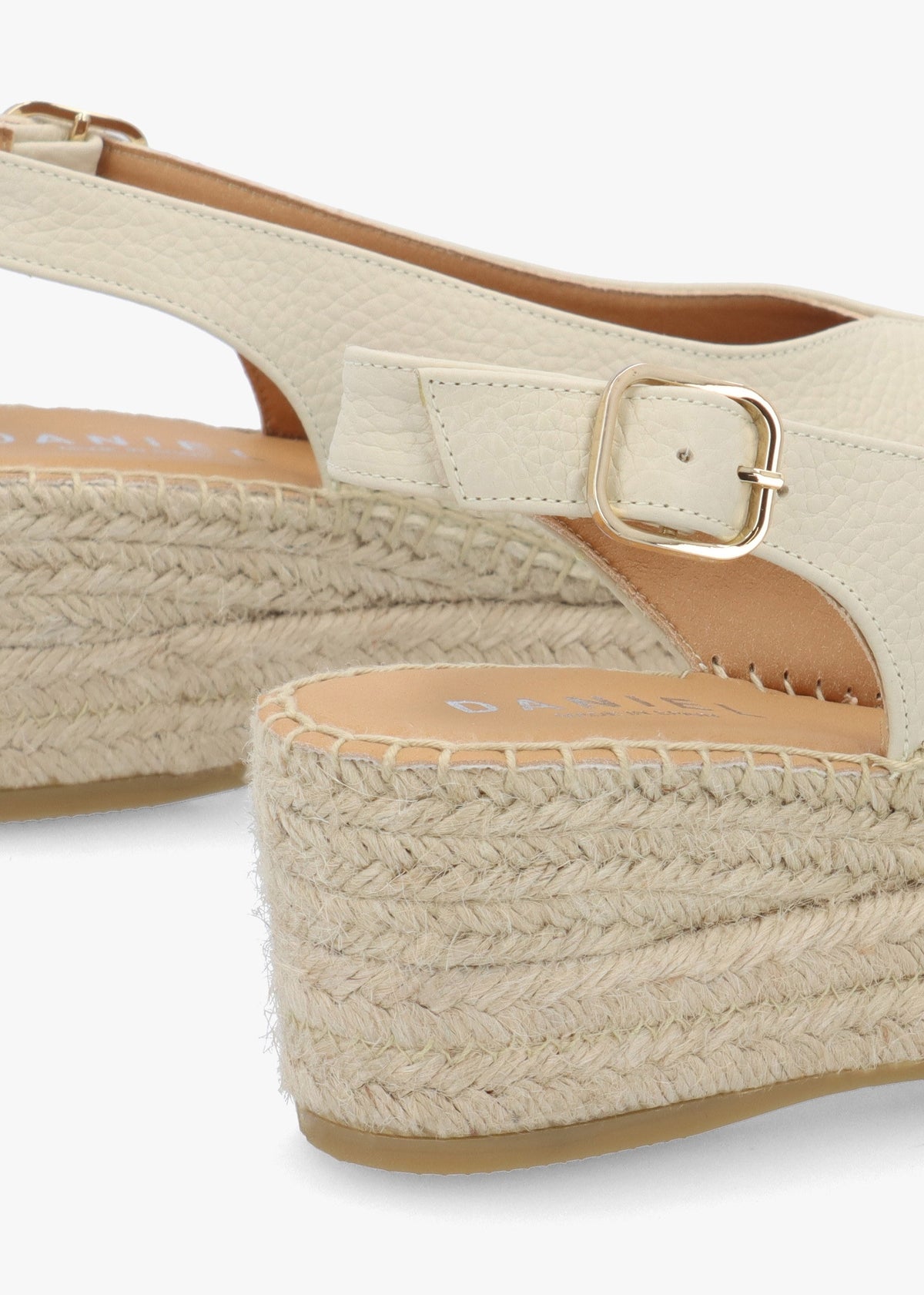 Jeep Cream Leather Peep Toe Wedge Espadrilles