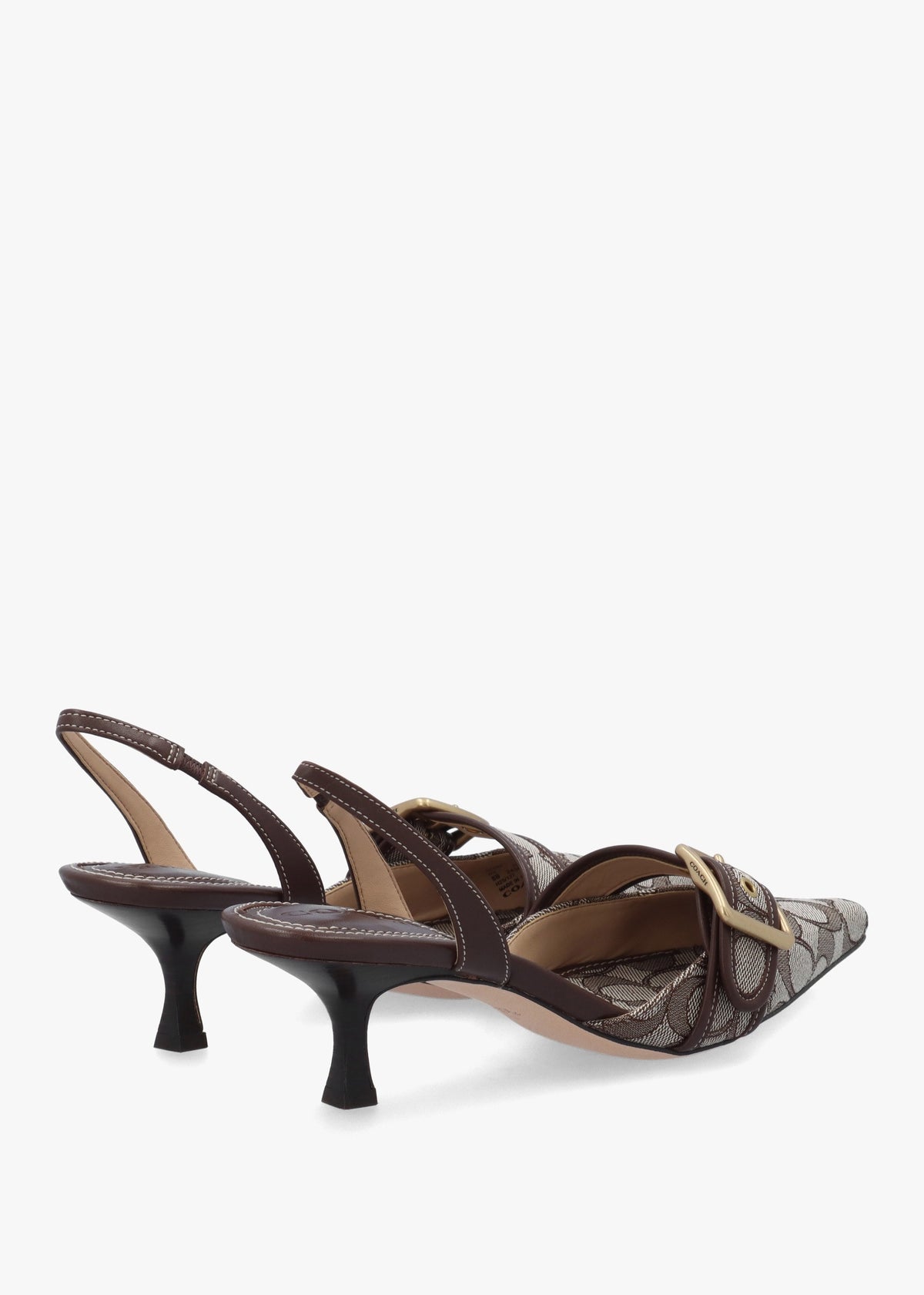 Margot Signature Jacquard Oak Maple Heeled Sling Backs