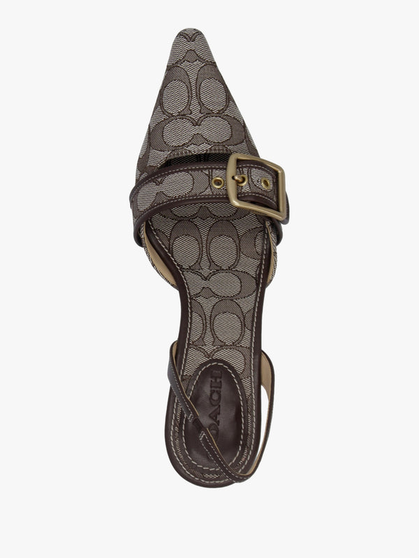 Margot Signature Jacquard Oak Maple Heeled Sling Backs