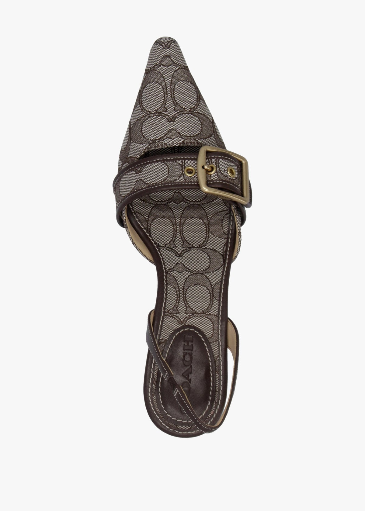 Margot Signature Jacquard Oak Maple Heeled Sling Backs