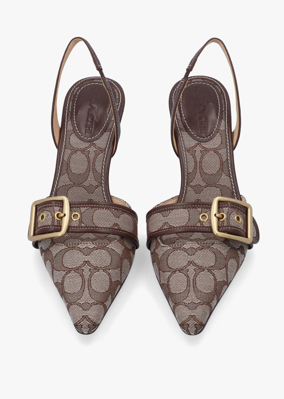 Margot Signature Jacquard Oak Maple Heeled Sling Backs