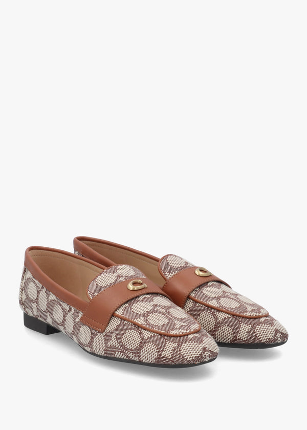 Sculpted C Signature Jacquard Cocoa Burnished Amber Loafers