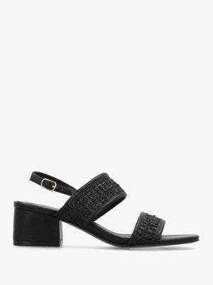 Rebecca Black Woven Two Bar Mid-Block Heel Sandals