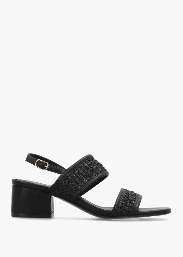 Rebecca Black Woven Two Bar Mid-Block Heel Sandals