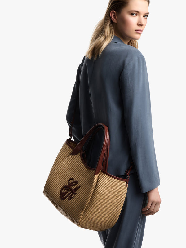 Woven Straw Medium Natural Tan Shopper Bag